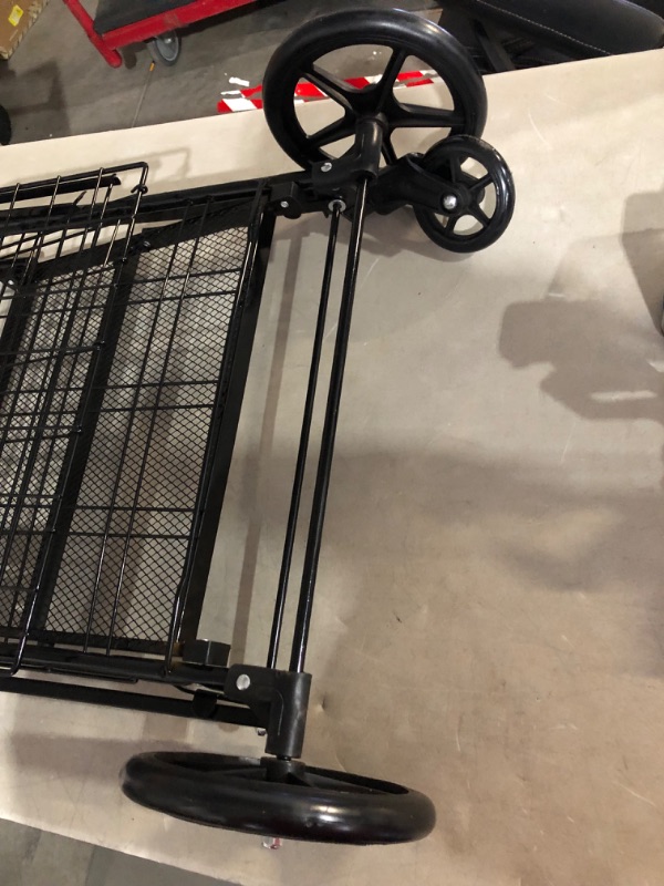 Photo 5 of ***THE WHEEL BRACKET IS BROKEN IN HALF***
Shopping Cart, 350 lbs Black Super Capacity Grocery Cart on Wheels Jumbo Double Basket Folding Shopping Cart with 360° Rolling Swivel Wheels Utility Shopping Carts for Groceries Luggage Laundry M-jumbo (XL)