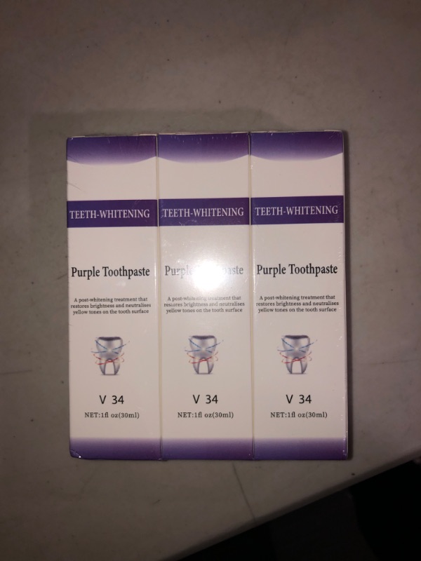 Photo 2 of (READ FULL POST) 3 Pack Purple Toothpaste for Teeth Whitening,Color Corrector Purple Toothpaste 3D Teeth-Whitening Gel Kit for Tooth Stain Removal Enhances Tooth Brightness