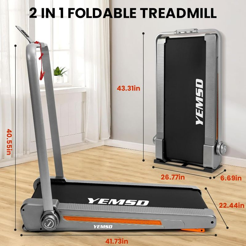 Photo 4 of (NON-REFUNDABLE) Under Desk Treadmill 2.5HP, 2 in 1 Folding Treadmill with Incline,Walking Pad Treadmill for Home Office,330 LBS Weight Capacity