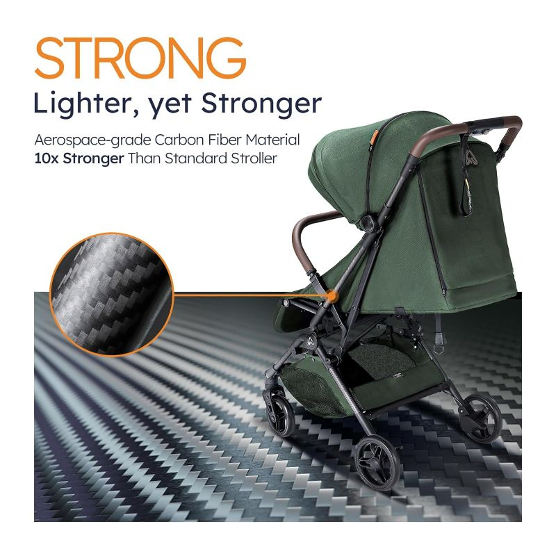 Photo 3 of [READ NOTES]
MAMAZING Lightweight Baby Stroller, Ultra Compact & Airplane-Friendly Travel Stroller, One-Handed Folding Stroller for Toddler, Only 11.5 lbs, Green Green, No organizer & cushion