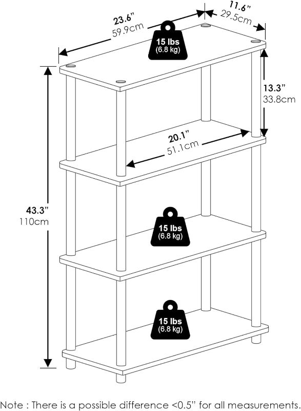 Photo 3 of (READ FULL POST) Furinno Turn-N-Tube pink 4-Tier Multipurpose Shelf Display Rack, White/White White/White 4-Tier Round Tube