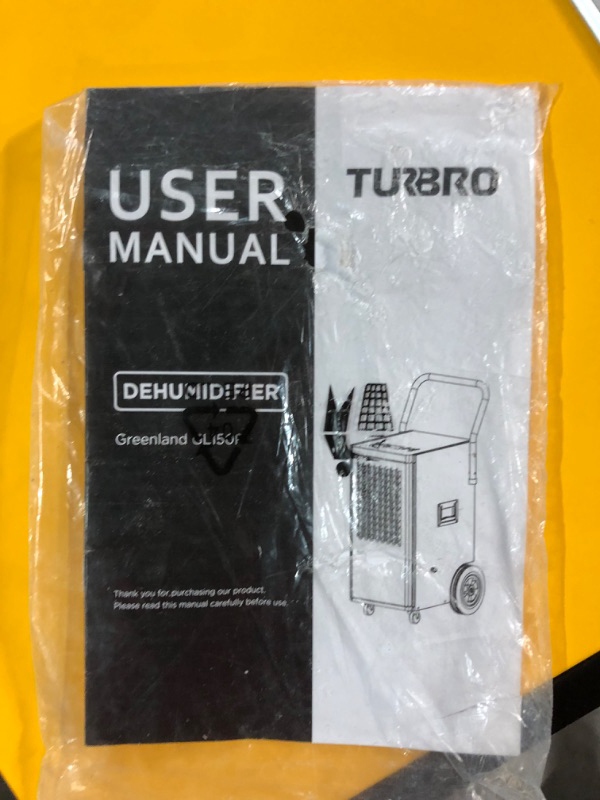 Photo 3 of ***USED - MISSING PARTS - NO PACKAGING - SEE COMMENTS***
TURBRO 165 Pint Commercial Dehumidifier with Pump and Drain Hose, for Large Spaces up to 7,500 Sq. Ft., Rolling Wheels, Faster Defrost, for Basements, Warehouses, Flood Restoration, Industrial Sites