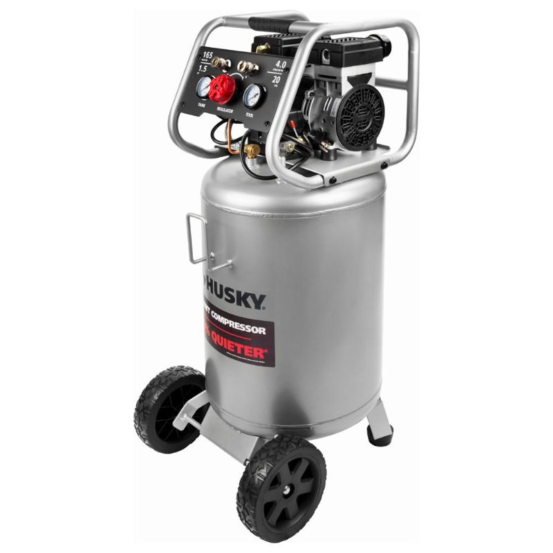 Photo 1 of ***DAMAGED - DOESN'T POWER ON - SEE COMMENTS***
Husky 20 Gal. 165 PSI Vertical Electric Quiet Air Compressor
