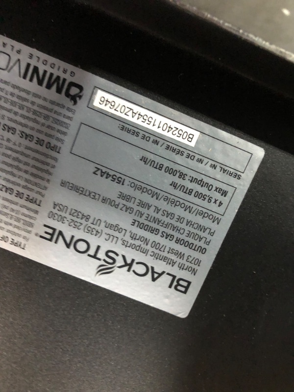 Photo 8 of ***USED - DAMAGED - MISSING PARTS - SEE COMMENTS***
Blackstone 1554 36" Omnivore Griddle with Folding Side Shelves, 36 Inch, Black