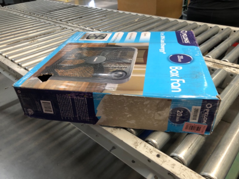 Photo 1 of ***USED - POWERS ON***
PELONIS 3-Speed Box Fan For Full-Force Circulation With Air Conditioner, Upgrade Floor Fan, Black, medium Box Fan Black
