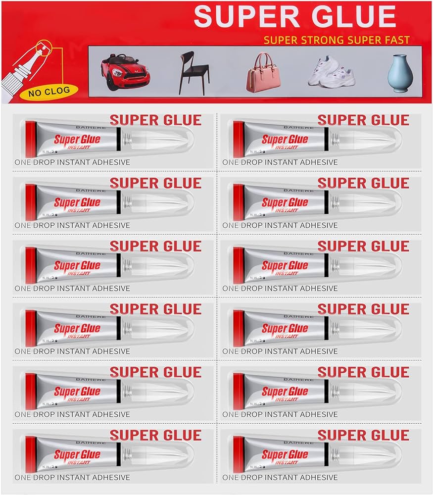 Photo 1 of 12 Pack Super Glue Clear, Strong Adhesive Superglue Gel Fast Drying Instant Cyanoacrylate 