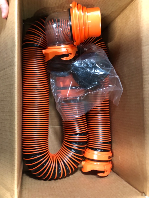 Photo 2 of Camco RhinoEXTREME 20ft RV Sewer Hose Kit, Includes Swivel Fitting and Translucent Elbow with 4-In-1 Dump Station Fitting, Crush Resistant, Storage Caps Included - 39867