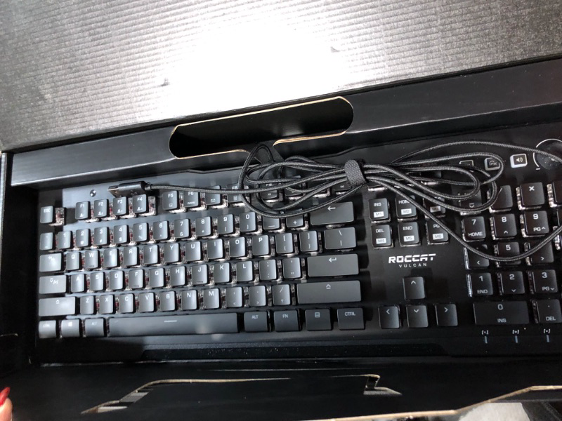 Photo 2 of ROCCAT Vulcan Pro Linear Optical PC Gaming Keyboard, Titan Switch Full Size with Per Key AIMO RGB Lighting, Anodized Aluminum Top Plate and Detachable Palm/Wrist Rest, Low Profile, Black Vulcan Pro Linear Black