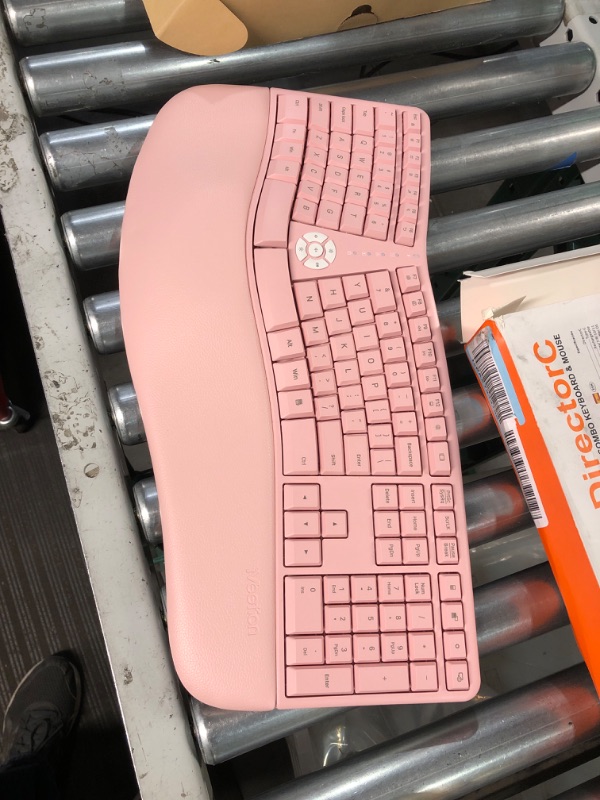 Photo 2 of MEETION Ergonomic Wireless Keyboard and Mouse - Large Pink