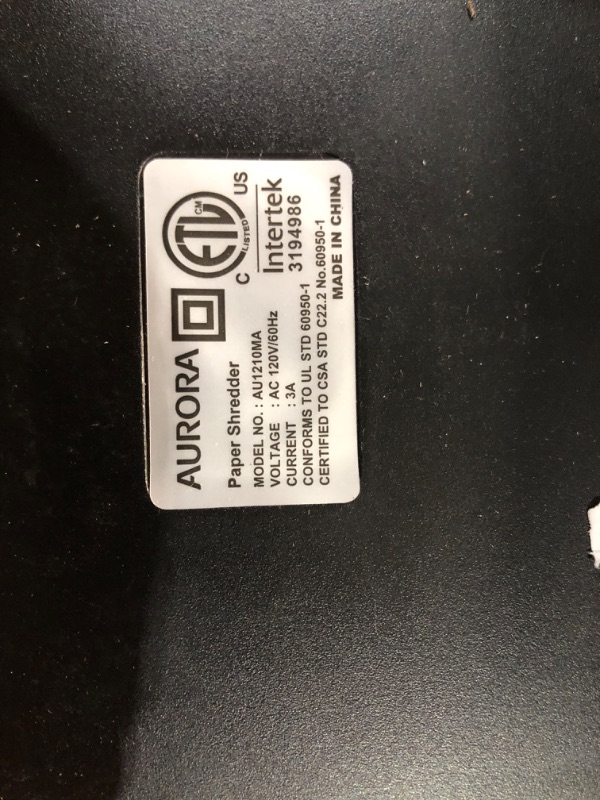 Photo 4 of Aurora AU1210MA Professional Grade High Security 12-Sheet Micro-Cut Paper/ CD and Credit Card/ 60 Minutes Continuous Run Time Shredder