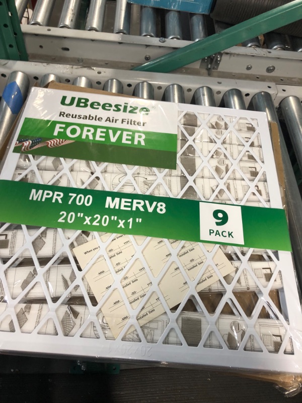 Photo 3 of UBeesize Reusable Air Filter 20x20x1 (9-Pack), MERV 8 MPR 700 AC/HVAC Furnace Filters,Deep Pleated Air Cleaner, (Actual Size 19.5" x 19.5" x 0.8"),1x Reusable ABS Frame+9 x Filter,Breathe Fresher 20x20x1 1 frame + 9 Filters MERV8