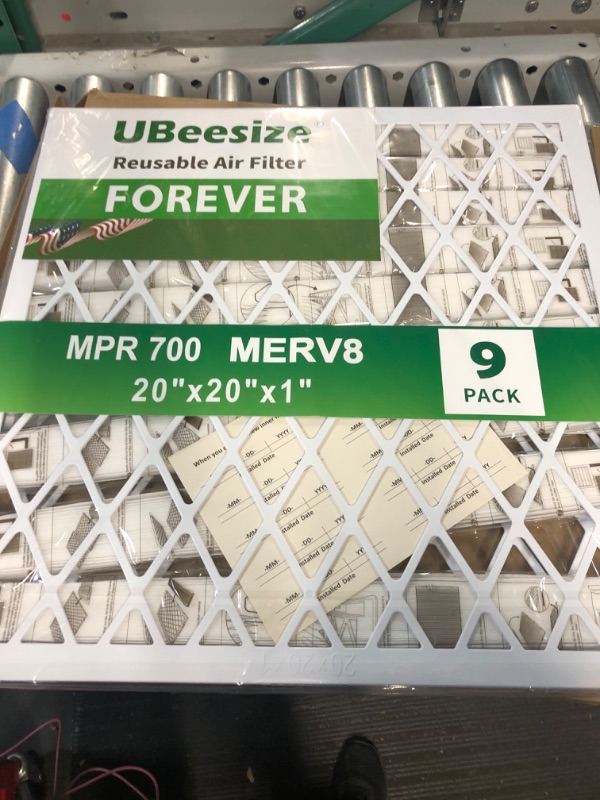 Photo 2 of UBeesize Reusable Air Filter 20x20x1 (9-Pack), MERV 8 MPR 700 AC/HVAC Furnace Filters,Deep Pleated Air Cleaner, (Actual Size 19.5" x 19.5" x 0.8"),1x Reusable ABS Frame+9 x Filter,Breathe Fresher 20x20x1 1 frame + 9 Filters MERV8