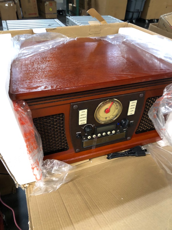 Photo 2 of Victrola Navigator 8-in-1 Classic Bluetooth Record Player with USB Encoding and 3-Speed Turntable Bundle with Victrola Wooden Stand for Wooden Music Centers with Record Holder Shelf, Mahogany