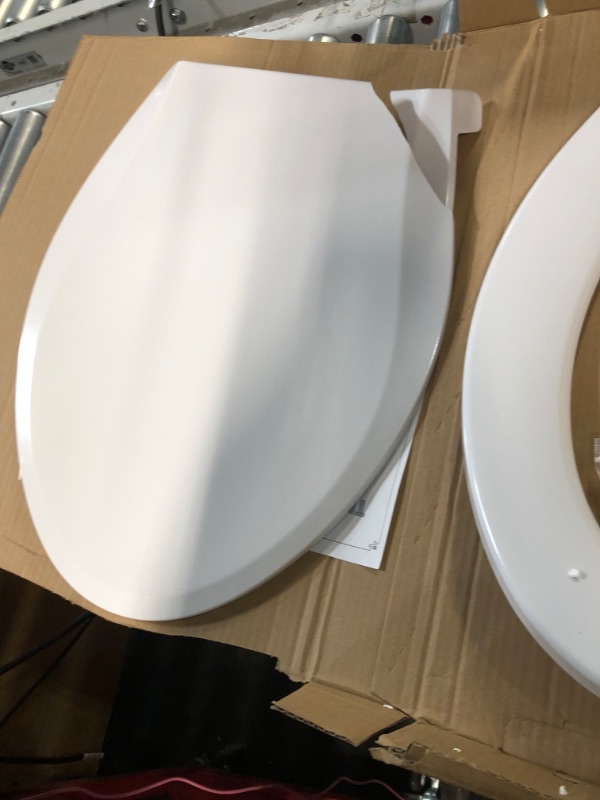 Photo 4 of *LID BROKEN** Elongated Toilet Seat, Slow Close, Easy Clean, Never Loosen, Plastic, WHITE (18.5”)