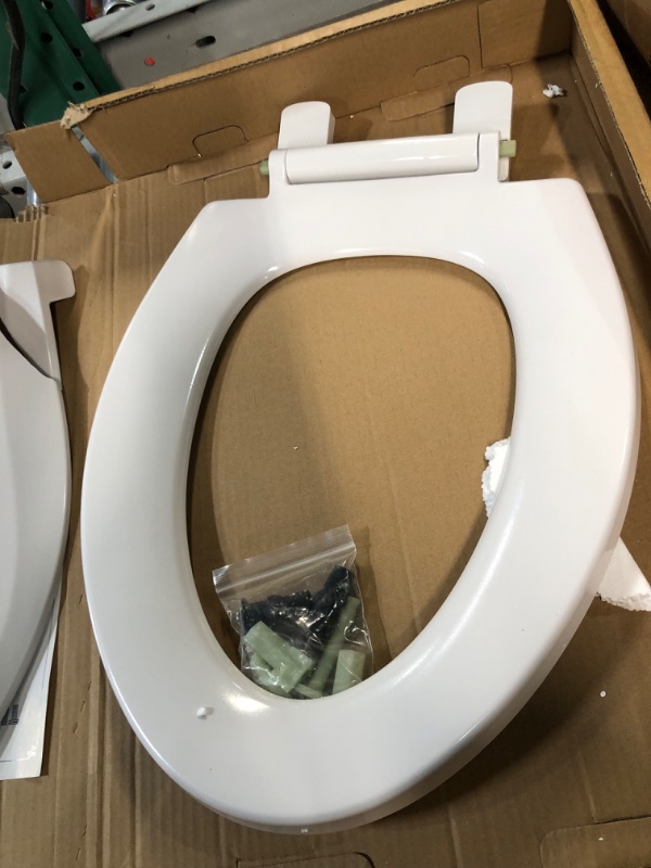 Photo 3 of *LID BROKEN** Elongated Toilet Seat, Slow Close, Easy Clean, Never Loosen, Plastic, WHITE (18.5”)