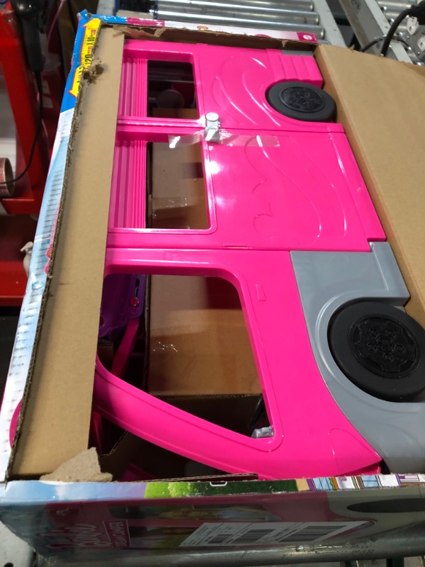 Photo 1 of Barbie Camper, DreamCamper Toy Playset with 60+ Barbie Accessories and Furniture Pieces, 7 Play Areas Including Pool and Slide