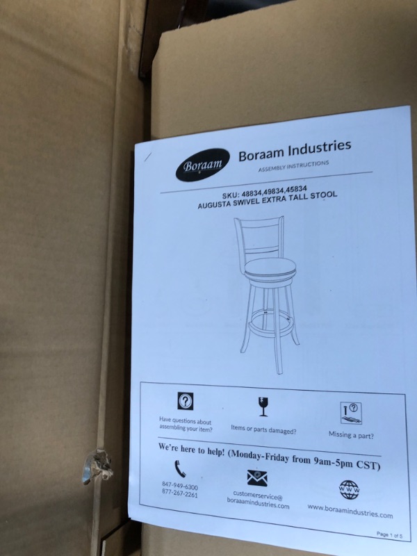 Photo 3 of **SEE NNOTES/NON-REFUNDABLE FOR PARTS**
Boraam Augusta Extra Tall Swivel Bar Stool, 34-Inch, Cappuccino Black/Cappuccino 34-inch