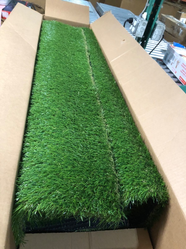 Photo 3 of Heyroll Artificial Grass Thick Turf Rug 4 ft x 6 ft, 35MM Outdoor Indoor Fake Grass Mat, Astro Turf Lawn for Dogs Pets, Synthetic Grass Rug with Drainage Holes & Rubber Backing/Custom Size Green 4x6FT