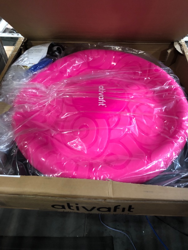 Photo 2 of ATIVAFIT Balance Ball Half Exercise Ball Balance Trainer Inflatable Yoga Ball for Home Gym Workouts Core Strength Fitness Half Ball with Resistance Bands, Pump, Support to 660 lbs pink