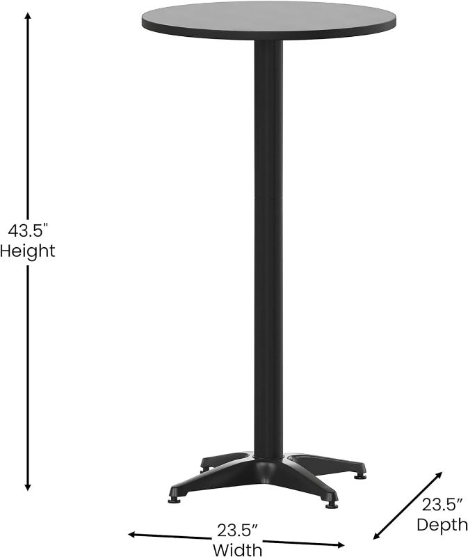 Photo 1 of (READ NOTES) 23.25RD Black Aluminum Bar Table - Flip-up Table
