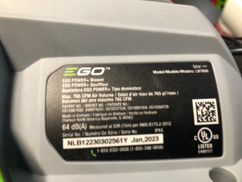 Photo 4 of * not functional * sold for parts/repair * 
EGO Power+ LB7654 765 CFM  Cordless Leaf Blower 