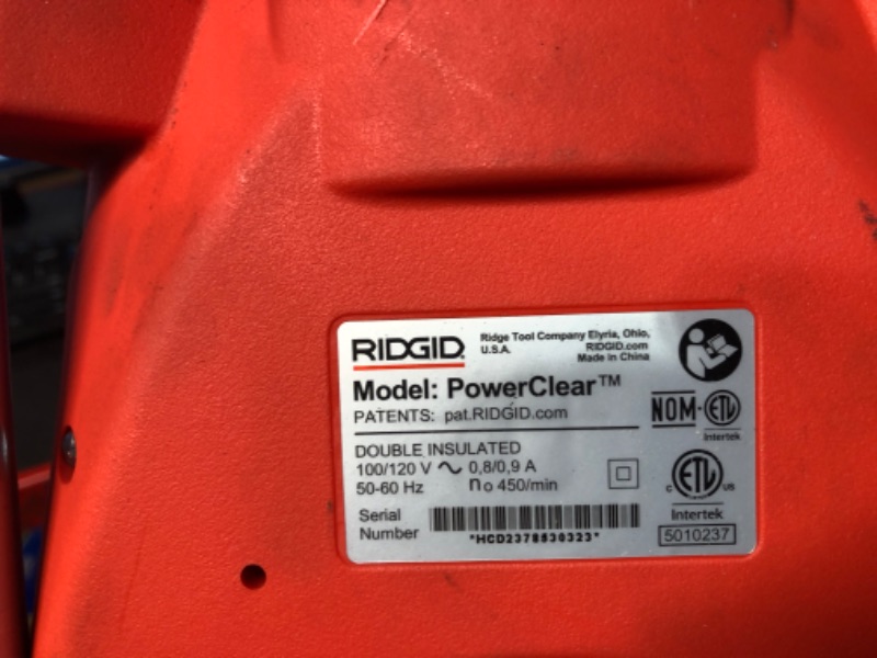 Photo 5 of **SEE NOTES/NON-REFUNDABLE FOR PARTS**
RIDGID PowerClear Drain Cleaning Machine Kit, 120-Volt