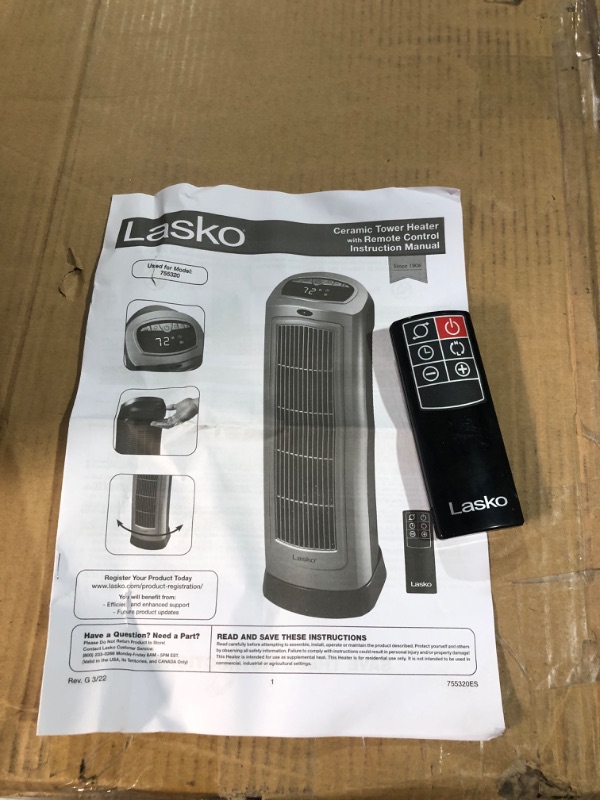 Photo 3 of Lasko 1500W Digital Ceramic Space Heater with Remote, Silver