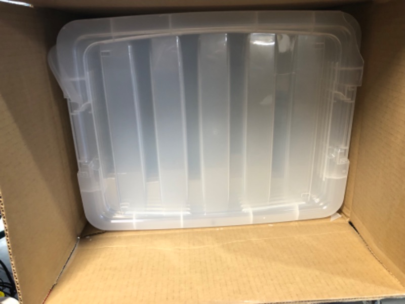 Photo 2 of **SEE NOTES**   IRIS USA 32 Qt. Plastic Storage Bin Tote Organizing Container - 6 Pack, Crystal Clear