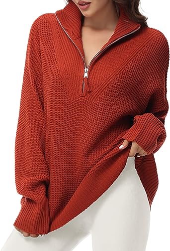 Photo 1 of Fengbay Pullover Sweaters for Women, Casual Quarter Zip Sweater Women 2023 Trendy Fall Oversized Sweaters