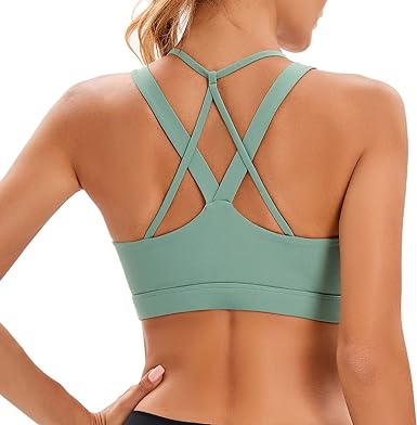 Photo 1 of glamline Strappy Sports Bra, Crisscross Back Backless Removable Padded Bra for Women, Yoga Gym Workout Bra Tank Tops