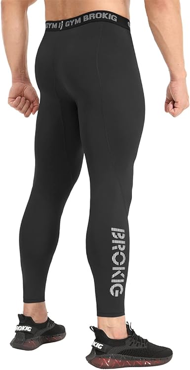 Photo 1 of BROKIG 2-Pack Men's Sturdy Compression Tights Calf-Printed for Gym Workout Running Yoga