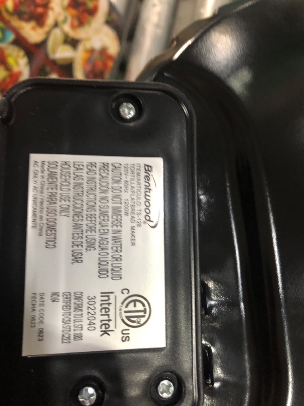 Photo 6 of ***MAJOR DAMAGE - SEE PICTURES - POWERS ON - UNABLE TO TEST FURTHER***
Brentwood Electric Tortilla Maker Non-Stick, 10-inch, Brushed Stainless Steel/Black