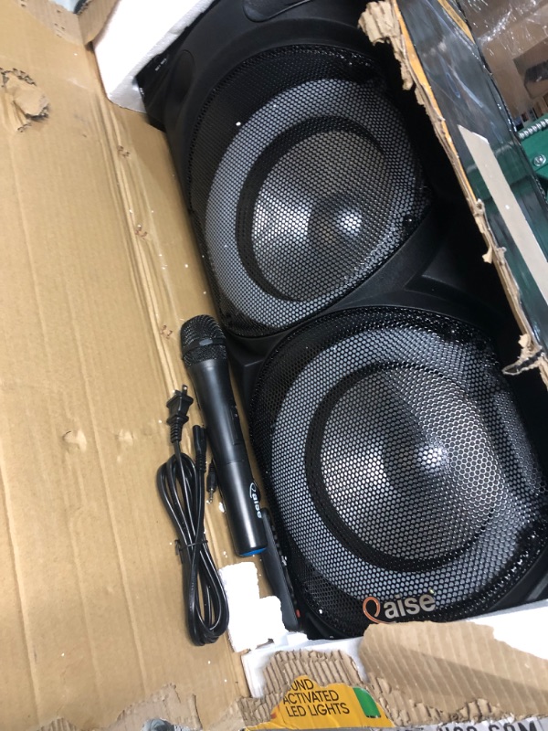 Photo 7 of QAISE Portable PA System with Wireless Mic - Bluetooth Party Boombox Speaker