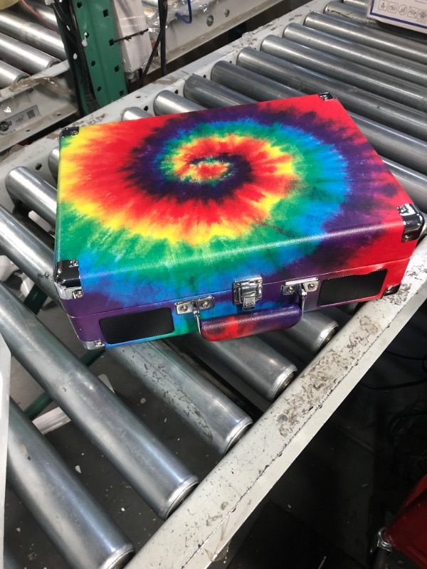 Photo 1 of Victrola Vintage 3-Speed Bluetooth Portable Suitcase Record Player with Built-in Speakers | Upgraded Turntable Audio Sound|Tie Dye, Model Number: VSC-550BT-TDY
