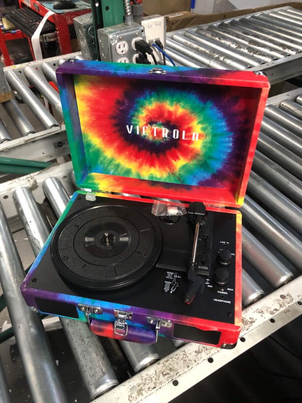 Photo 2 of Victrola Vintage 3-Speed Bluetooth Portable Suitcase Record Player with Built-in Speakers | Upgraded Turntable Audio Sound|Tie Dye, Model Number: VSC-550BT-TDY
