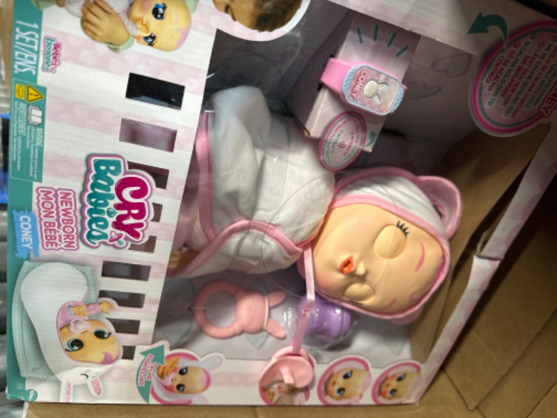 Photo 2 of Cry Babies Newborn Coney - Interactive Baby Doll with 20+ Baby Sounds, Girls & Kids Age 18M and Up