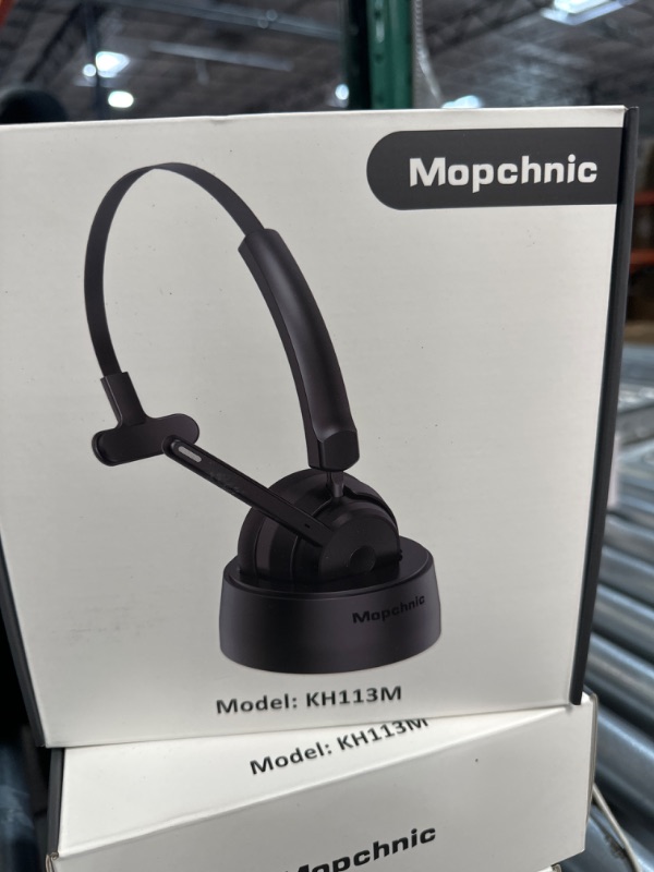 Photo 2 of Mopchnic Bluetooth Headset, Wireless Headset with Upgraded Microphone AI Noise Canceling, On Ear Bluetooth Headset with USB Dongle for Office Call Center Skype Zoom Meeting Online Class Trucker