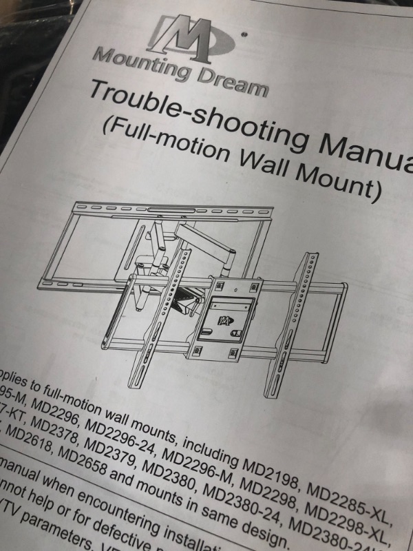 Photo 2 of Mounting Dream TV Wall Mount with Sliding Design for Most 42-86" TV, Full Motion TV Mount with Swivel Articulating Dual Arms, Easy for TV Centering, Max VESA 600x400mm, 132 lbs, MD2198