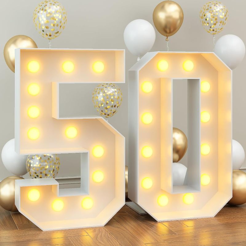 Photo 1 of 4ft Marquee Light up Numbers 50 Mosaic Numbers Frame for 50th Birthday