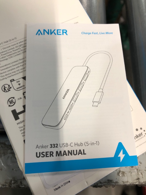 Photo 2 of Anker 332 USB-C Hub (5-in-1) with 4K HDMI Display (Black)