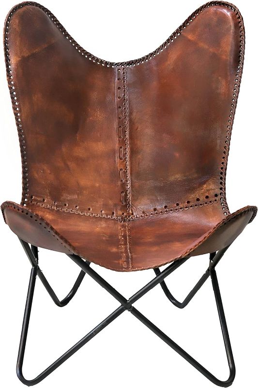 Photo 1 of ***USED - LIKELY MISSING PARTS***
Classy Handmade Dark Brown Leather Butterfly Chair Living Room