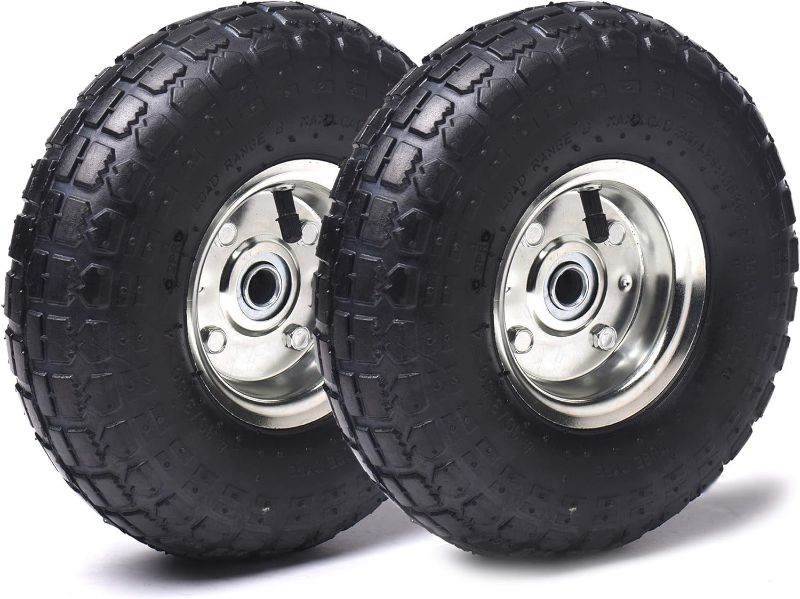 Photo 1 of (2 Pack) AR-PRO Heavy-Duty 4.10/3.50-4 Tire and Wheel, Exact Replacement 10 Inch