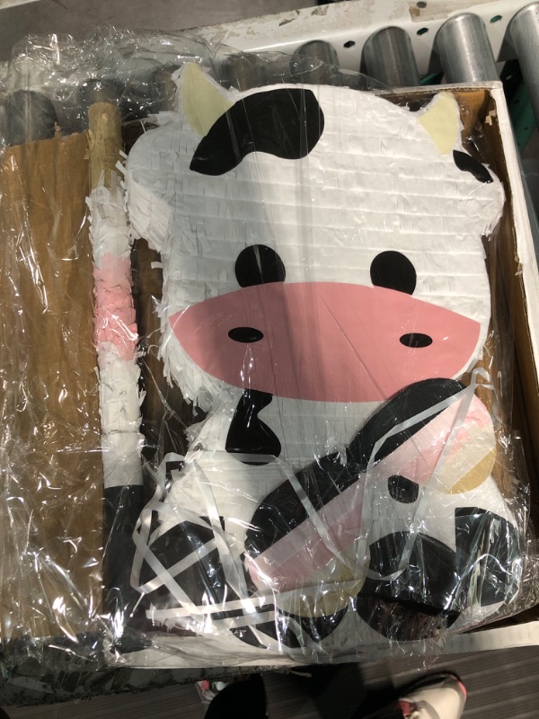 Photo 3 of Cow Pinata Birthday Party Decorations Farm Animal Themed Birthday Party Supplies with Blindfold Stick and Confetti for Girls Boys Kids