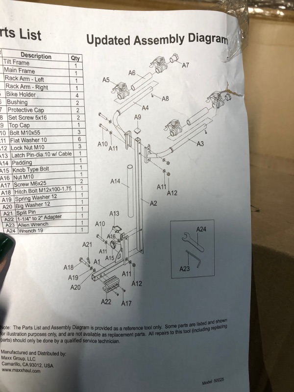 Photo 2 of **NONREFUNDABLE**FOR PARTS OR REPAIR**SEE NOTES**
MaxxHaul 50025 Hitch Mount 2 Bike Rack For Cars, Trucks, SUV's, Minivans - 100 lb. Capacity