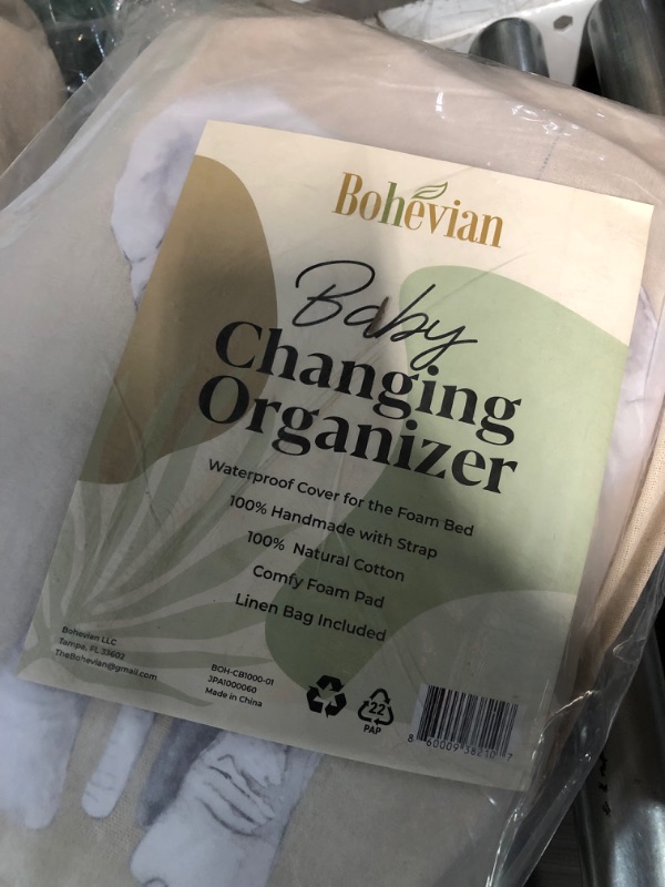 Photo 1 of Bohevian Baby Changing Basket - Wipe Clean, Waterproof Pad Cover with Raised Side Foam Pad, Built-in Security Strap, Handmade, Moses Basket Changing Table Topper Changing Pad