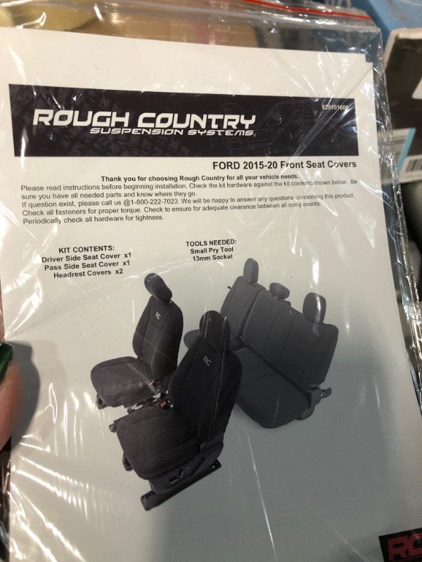 Photo 1 of ***USED - MIGHT BE MISSING PARTS***
Rough Country F&R Neoprene Seat Covers for 15-22 F-150 | 17-22 F-250/350 - 91018