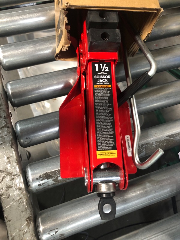 Photo 2 of BIG RED AT10152S4R Torin Portable Steel Scissor Jack with S04 Engineering PVC Saddles: 1.5 Ton (3,000 lb) Capacity, Red 