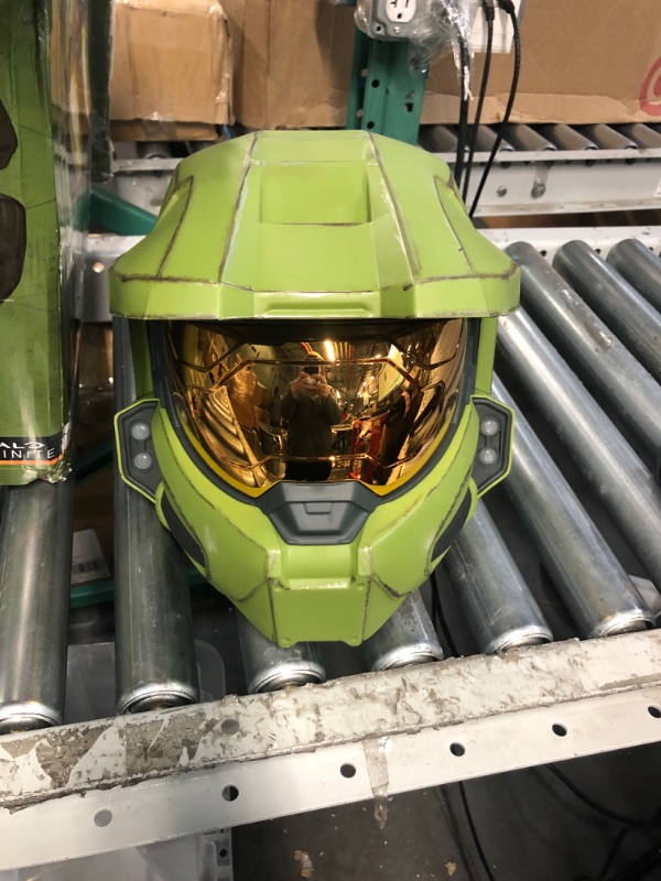 Photo 3 of **SEE NOTES**
HALO Master Chief Deluxe Helmet with Stand - LED Lights on Each Side - Battle Damaged Paint - One Size Fits Most (Green)