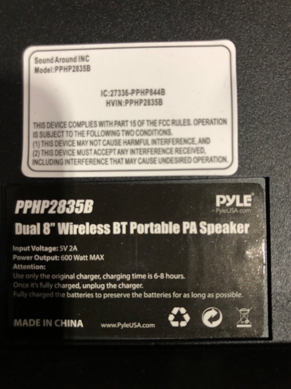 Photo 3 of Pyle Portable Bluetooth PA Speaker System 