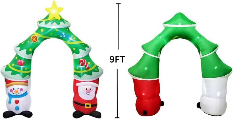 Photo 3 of (PARTS ONLY - READ NOTES) KOOY 9FT Giant Christmas Inflatable Archway with Santa and Snowman,Arch Blow up Yard Decorations with LED Light Up for Xmas,Outdoor Christmas Decorations for Yard Holiday Party Garden Lawn Décor